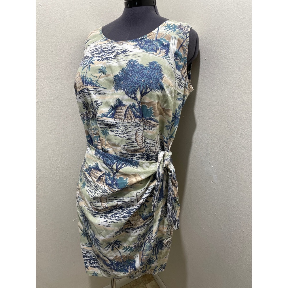 Hilo Hattie The Hawaiian original XL Sarong Dress Tie Faux wrap Palm Tree Scenic